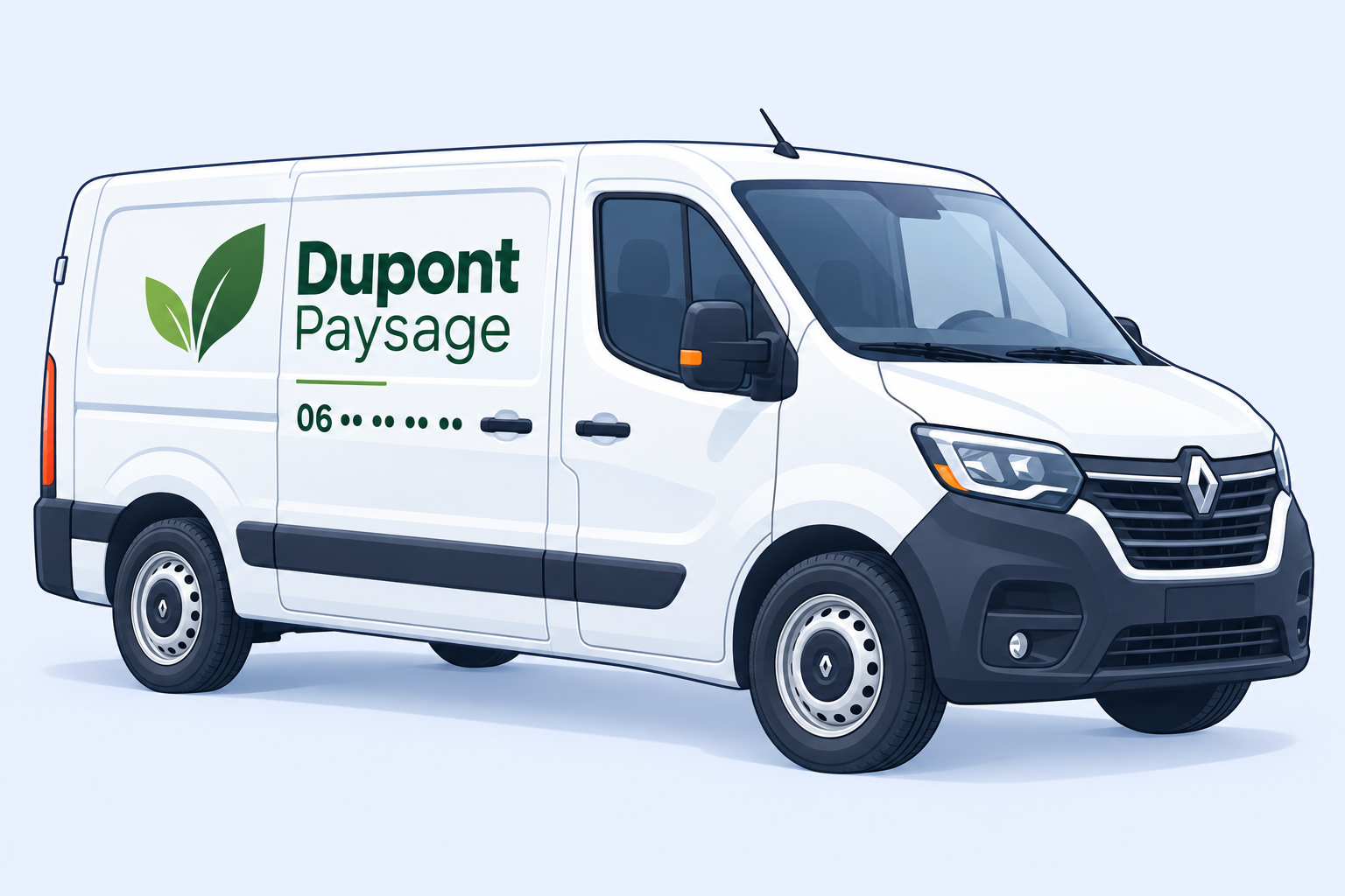 Utilitaire Dupont Paysage avec son numéro de téléphone